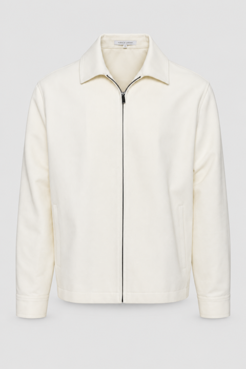 Cotton Denim Bomber Jacket - 44, Cream